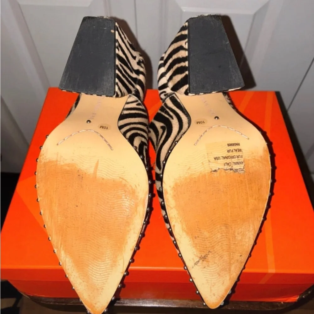 Gianni Bini Black & White Zebra-Print Ankle Booties